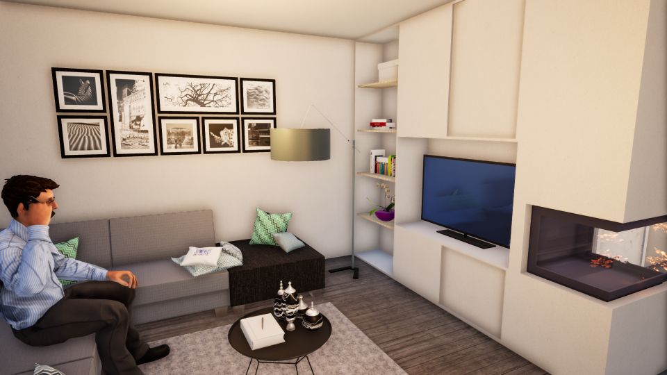 3d render architect woning renovatie salon