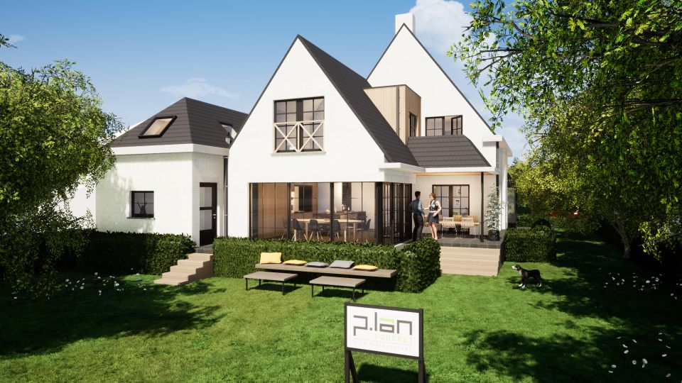 gerenoveerde villa tuin terras 3d render